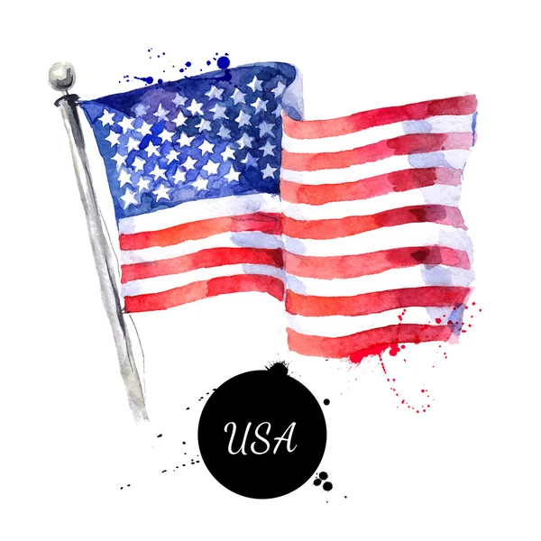 Watercolor USA flag. — Stock Vector