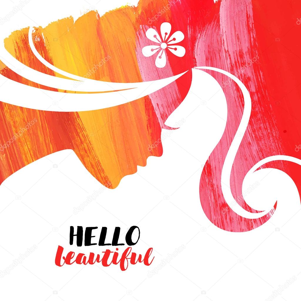 Acrylic beautiful girl. Vector illustration of woman beauty salon