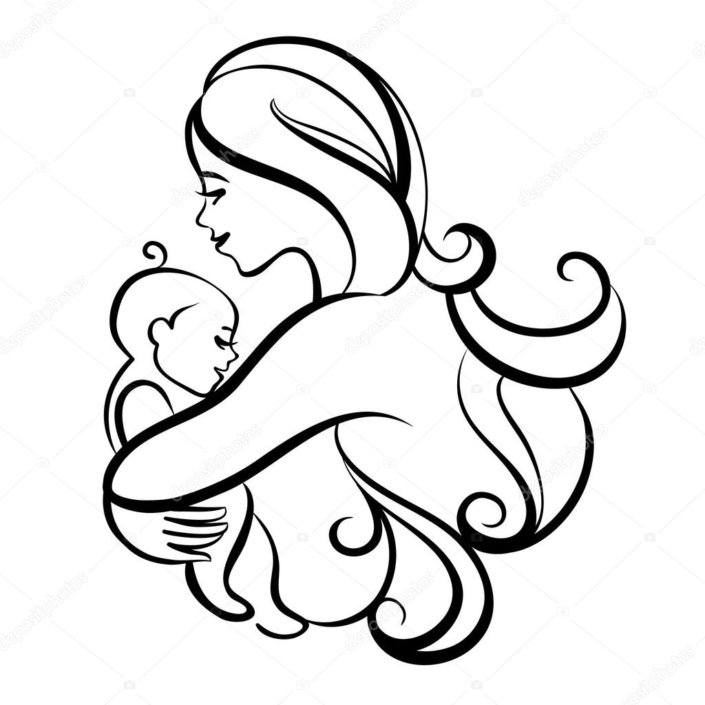 Mother silhouette with baby Stock Vector by ©pimonova #113642142