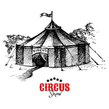 Hand drawn vintage circus banner. Sketch retro vector illustration vector Hand drawn vintage circus banner. Sketch retro vector illustration vector