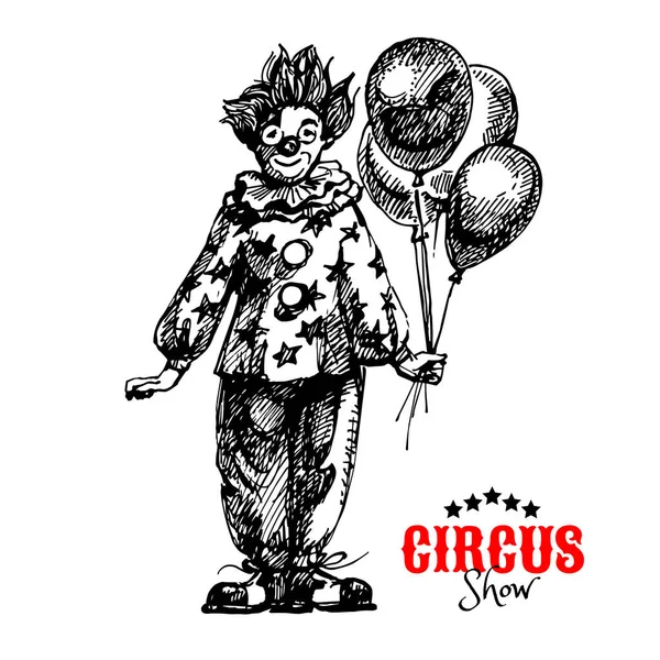 Bannière Cirque Vintage Dessinée Main Illustration Vectorielle Rétro Croquis — Image vectorielle