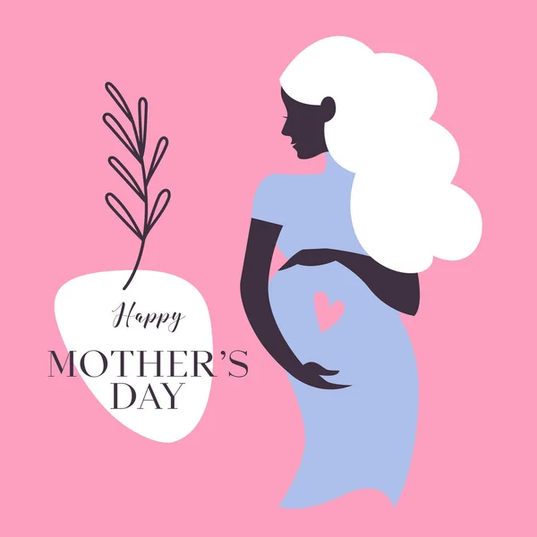 Silueta Těhotná Matka Pozdrav Novorozence Vektorová Ilustrace Krásné Těhotenské Matky — Stockový vektor