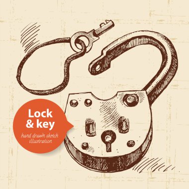 Vintage kilit ve anahtar afiş