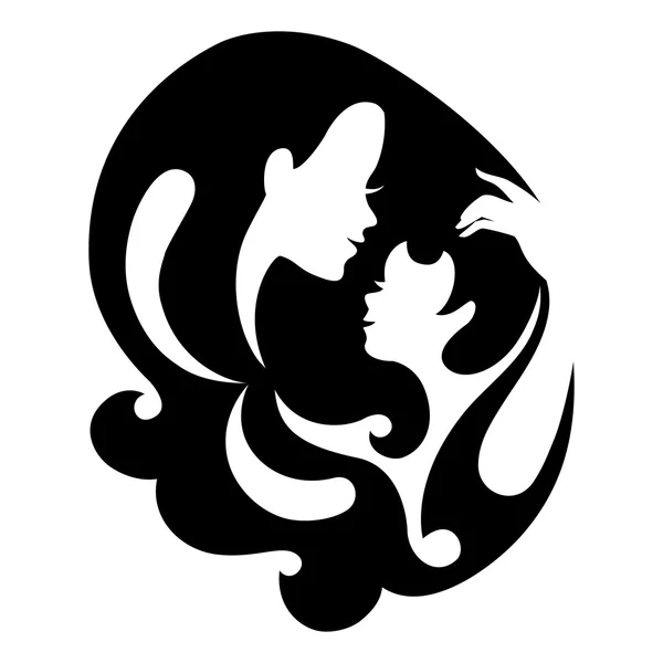 Símbolo de silueta de madre y bebé — Vector de stock