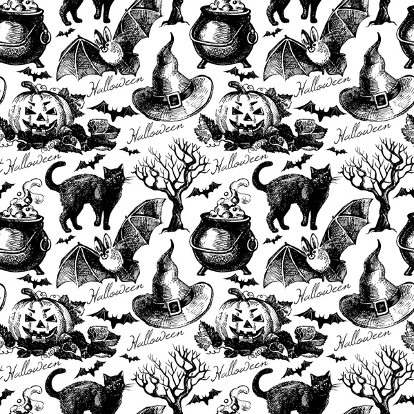 Náčrt halloween bezešvé pattern — Stockový vektor