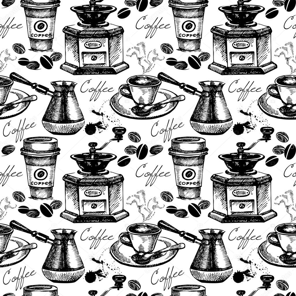 Vintage coffee seamless pattern
