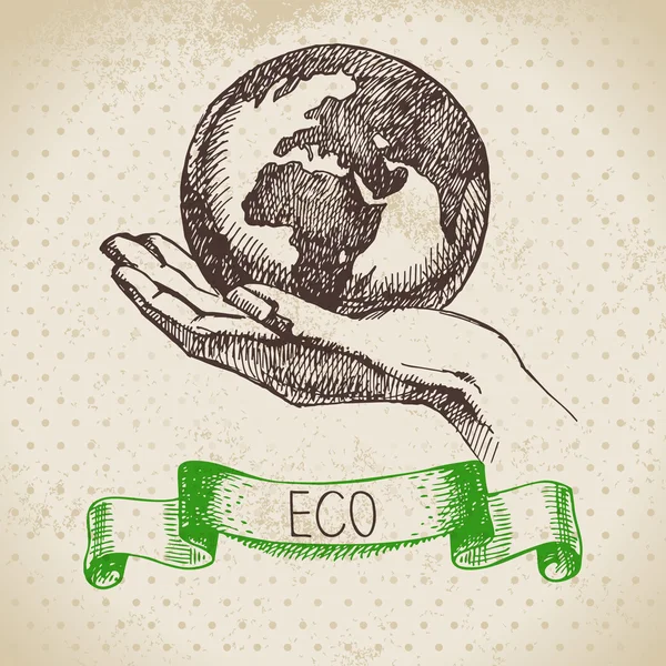 Bosquejo ecología fondo vintage — Vector de stock