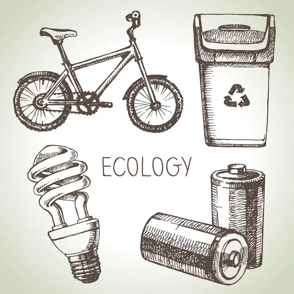 Schets ecologie set. — Stockvector