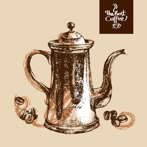 Dibujo dibujado a mano vintage café fondo — Vector de stock