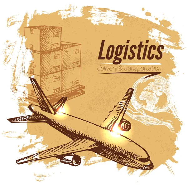 Sketch logistics and delivery background — Stock Vector