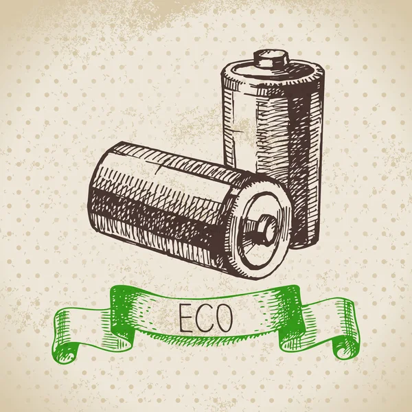 Sketch ecologia fundo vintage — Vetor de Stock