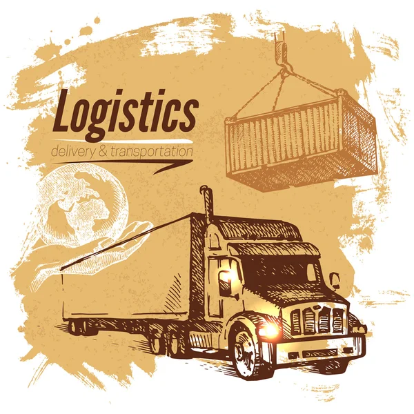 Skizze Logistik und Lieferungshintergrund — Stockvektor