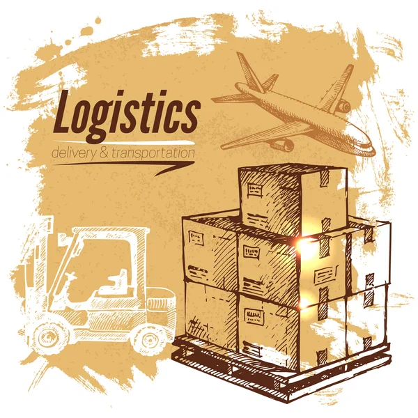 Skizze Logistik und Lieferungshintergrund — Stockvektor