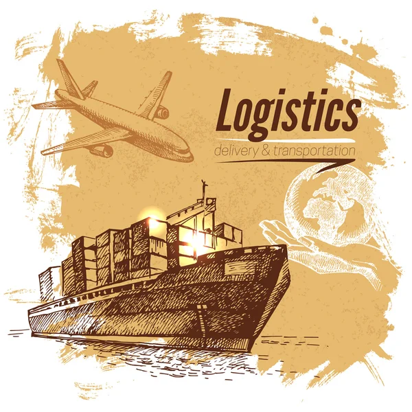 Σκίτσο logistics και παράδοση φόντο — Διανυσματικό Αρχείο