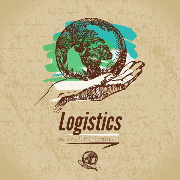 Sketch logistics and delivery background — Stock Vector