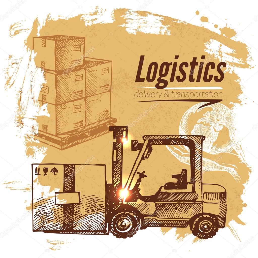 Sketch logistics and delivery background