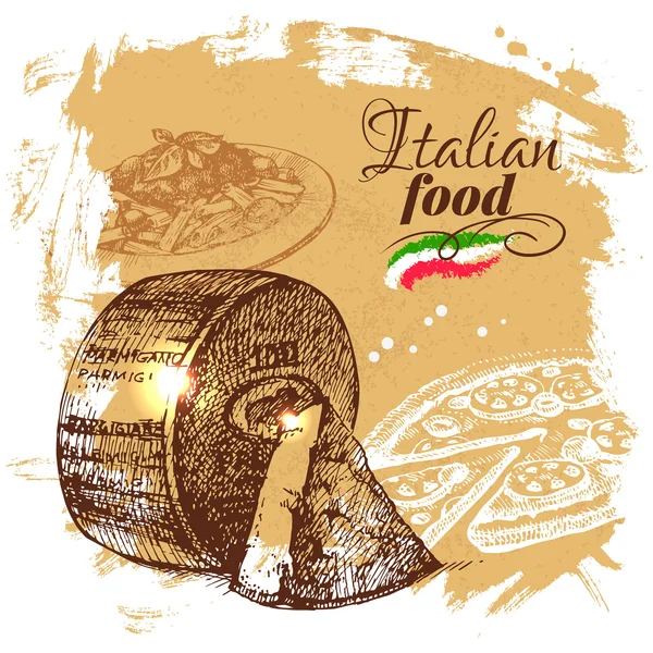 Sketch Italian food background. — Stock Vector