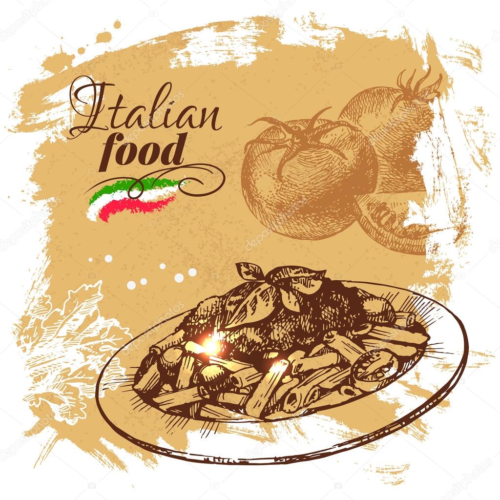 sketch Italian food background.