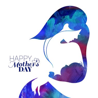 mother silhouette with her baby clipart