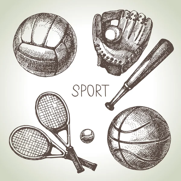 Handritad sport set. — Stock vektor