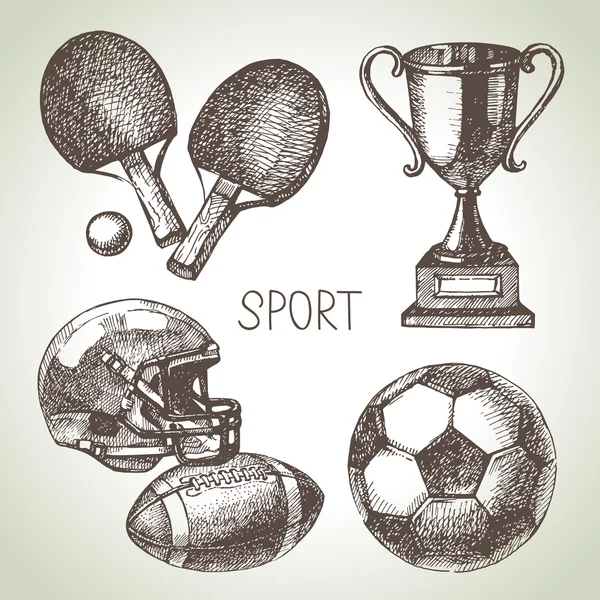 Hand drawn sports set. Stock Illustration