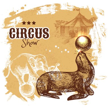 Elle çizilmiş kroki sirk ve eğlence