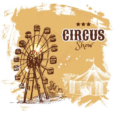 Elle çizilmiş kroki sirk ve eğlence