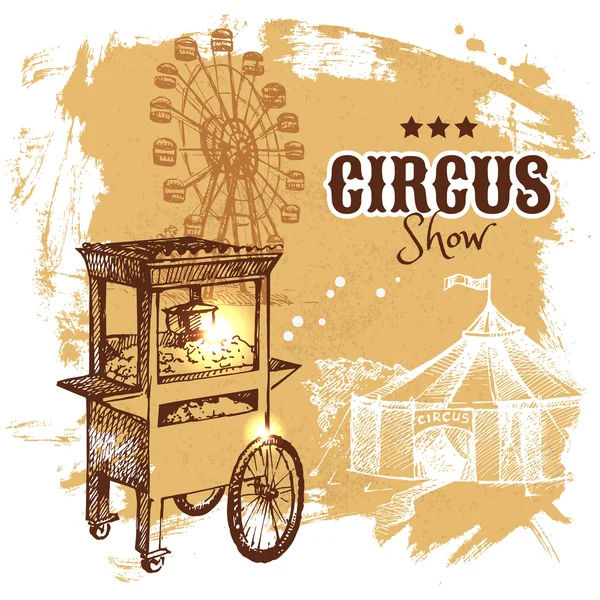 Croquis dessiné à la main cirque et amusement — Image vectorielle