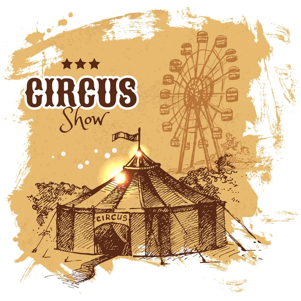 Croquis dessiné à la main cirque et amusement — Image vectorielle