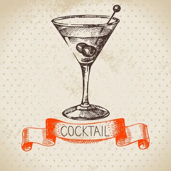 Hand drawn sketch cocktail — Stock Vector