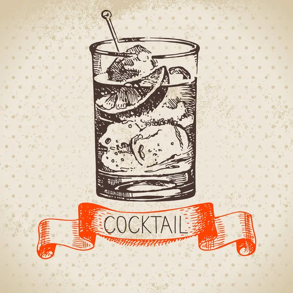 Cocktail croquis dessiné à la main — Image vectorielle