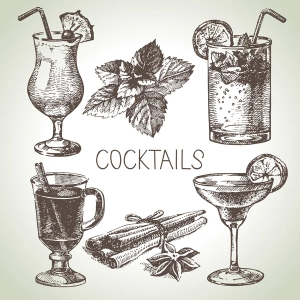 Set of alcoholic cocktails — Stock Vector