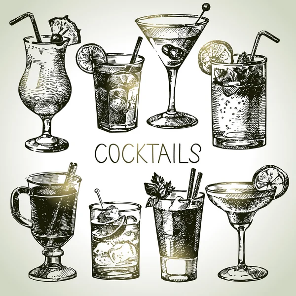 Reihe alkoholischer Cocktails — Stockvektor