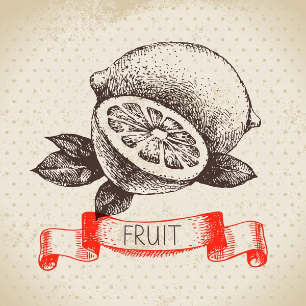 Hand ritad skiss frukter citroner. — Stock vektor