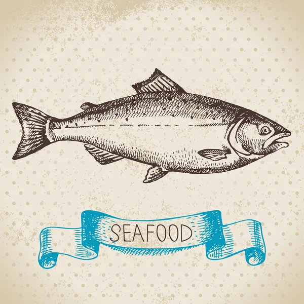 Hand drawn sketch seafood — Stock Vector