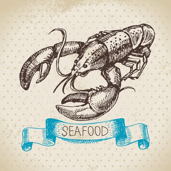 Esquisse dessinée à la main ensemble de fruits de mer . — Image vectorielle