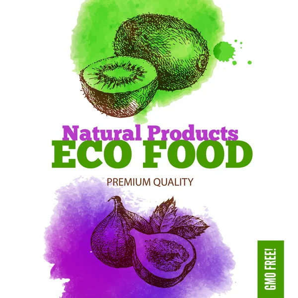 Eco voedsel menuachtergrond. — Stockvector