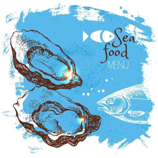 Hand drawn sketch seafood — Stock Vector