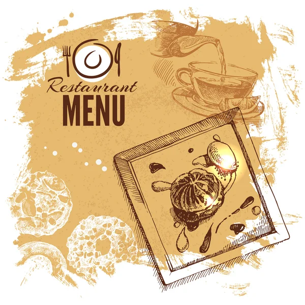 Handgezeichnete Skizze Restaurant Food Set. — Stockvektor