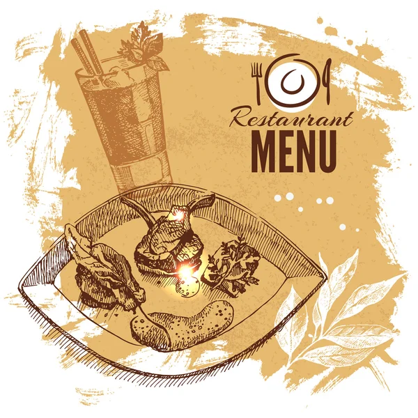 Esquisse dessinée à la main restaurant food set . — Image vectorielle