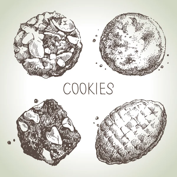 Conjunto de biscoitos doces desenhados à mão . — Vetor de Stock