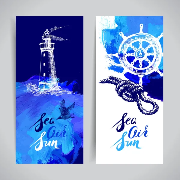 Set of travel marine banners. — Stock Vector