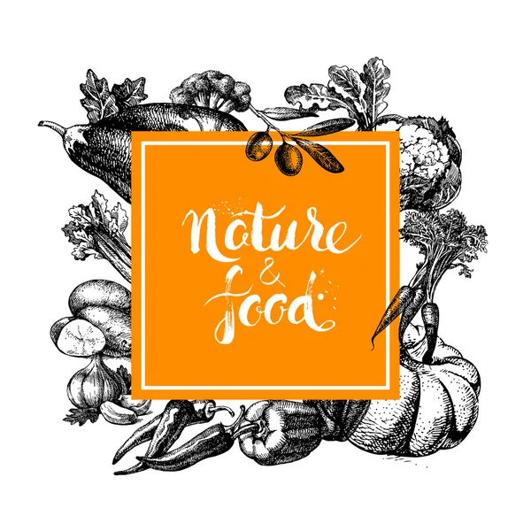 Eco fundo menu de comida natural . — Vetor de Stock