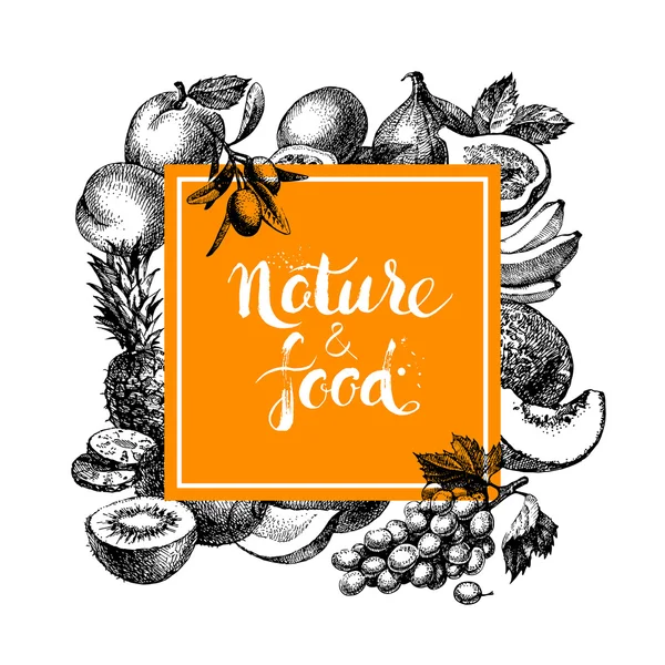 Eco menú de alimentos naturales fondo . — Vector de stock