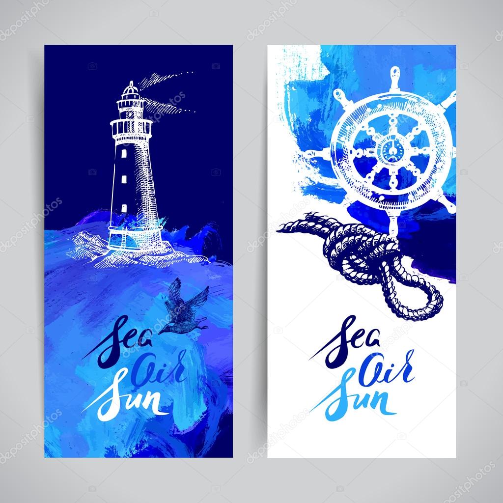 Set of travel marine banners.