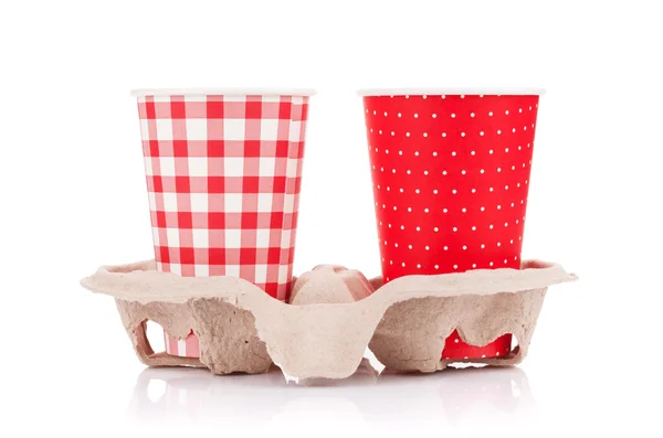 Two paper cups with takeaway drinks — Stock Photo, Image