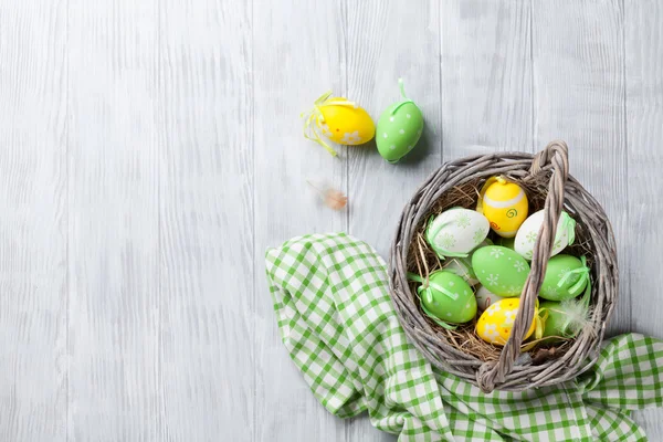 Easter eggs in basket — Stock Photo, Image