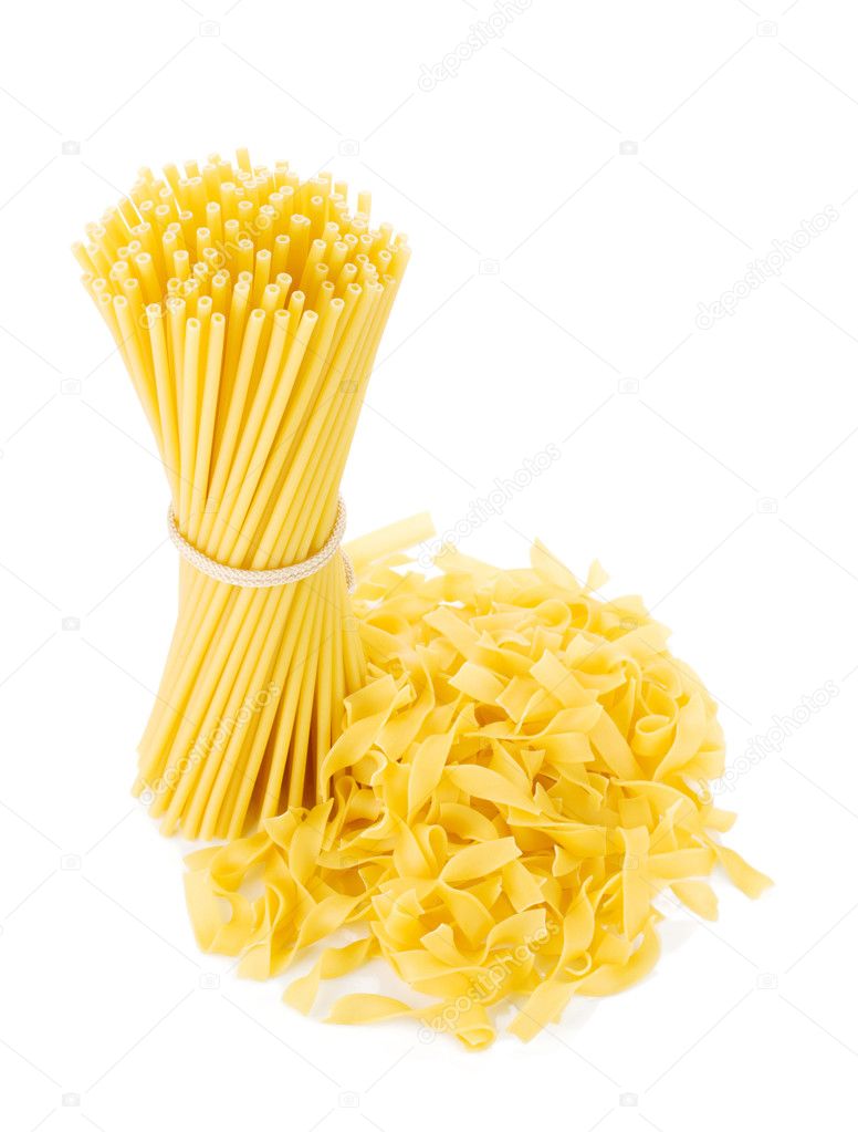 Bunch of spaghetti on white
