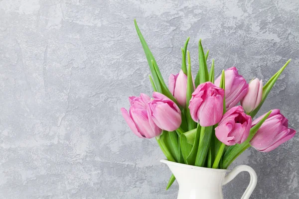 Fresh pink tulips bouquet — Stock Photo, Image