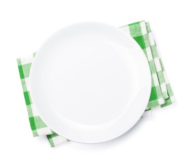 Boş plaka üzerinde mutfak havlusu